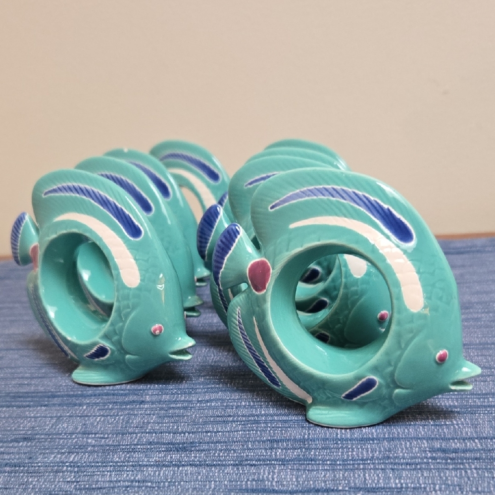 Ceramic Fish Napkin Rings - Set of 8